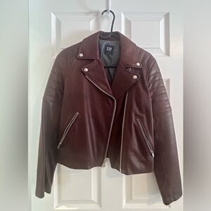 GAP Oxblood/Maroon/Burgundy Motorcycle Leather Jacket Women’s Small - RARE